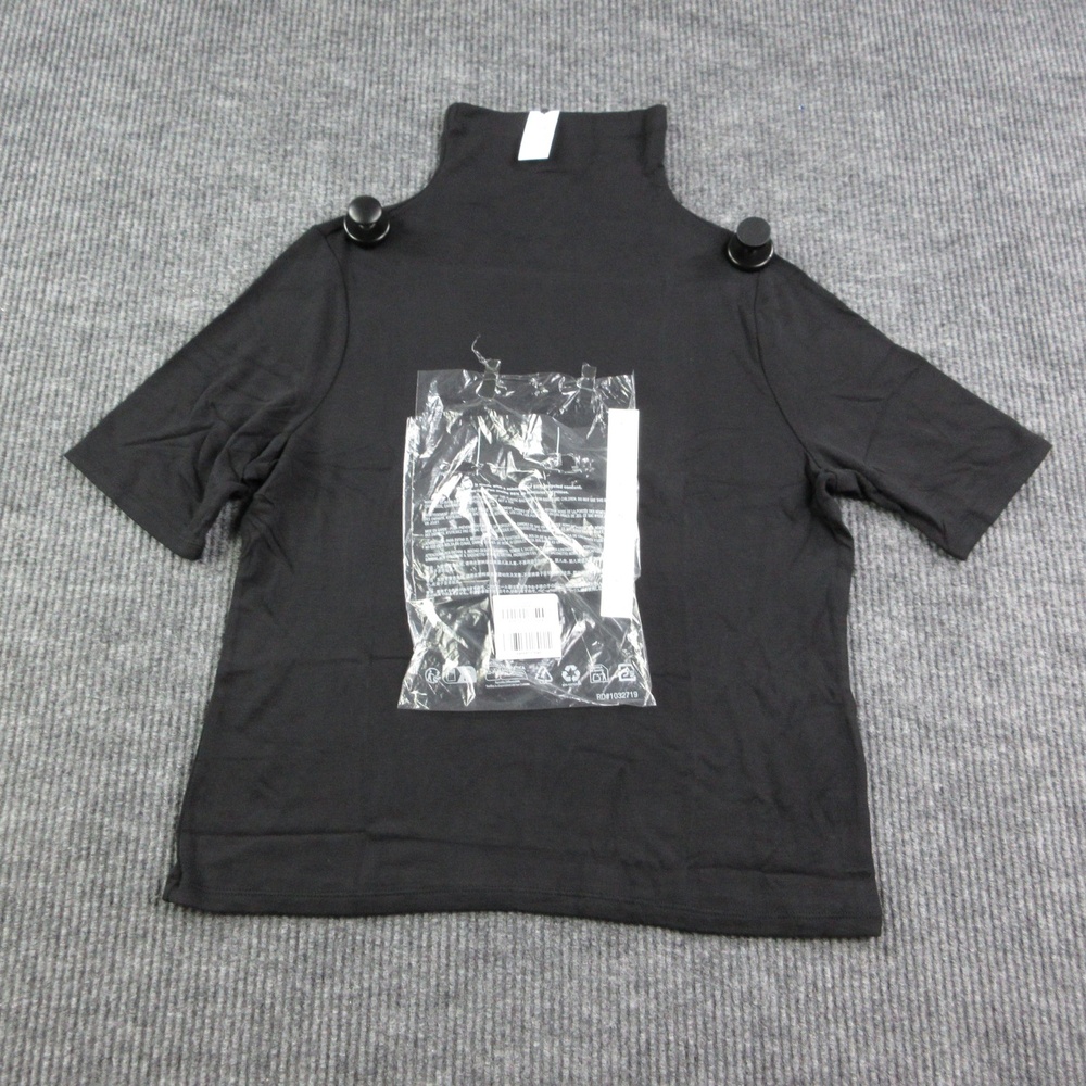 Banana Republic Shirt Womens XL Black Turtleneck Short Sleeve Soft Luxe NWT